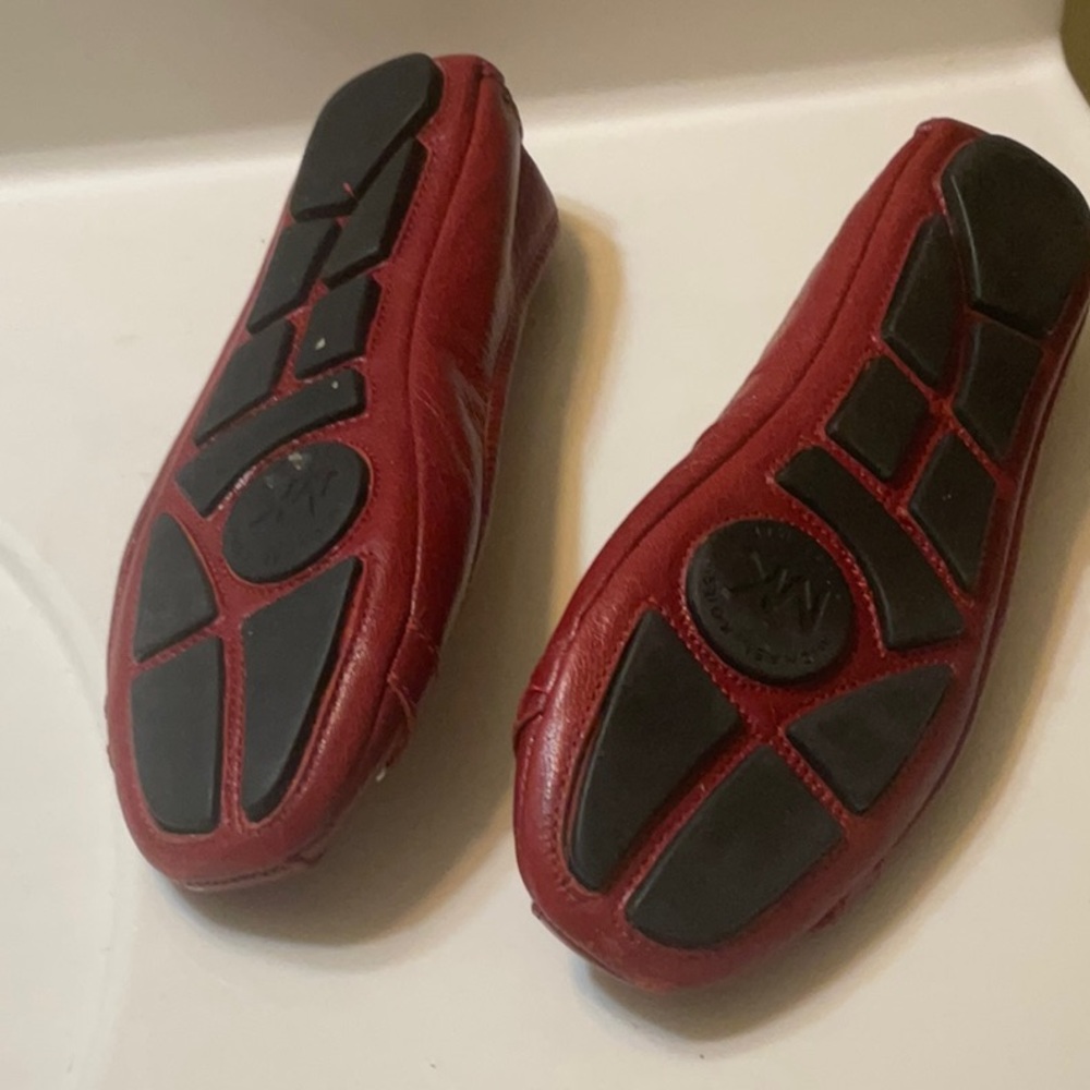 Michael Kors Red Leather Flats with Silver Logo - Picture 8 of 9